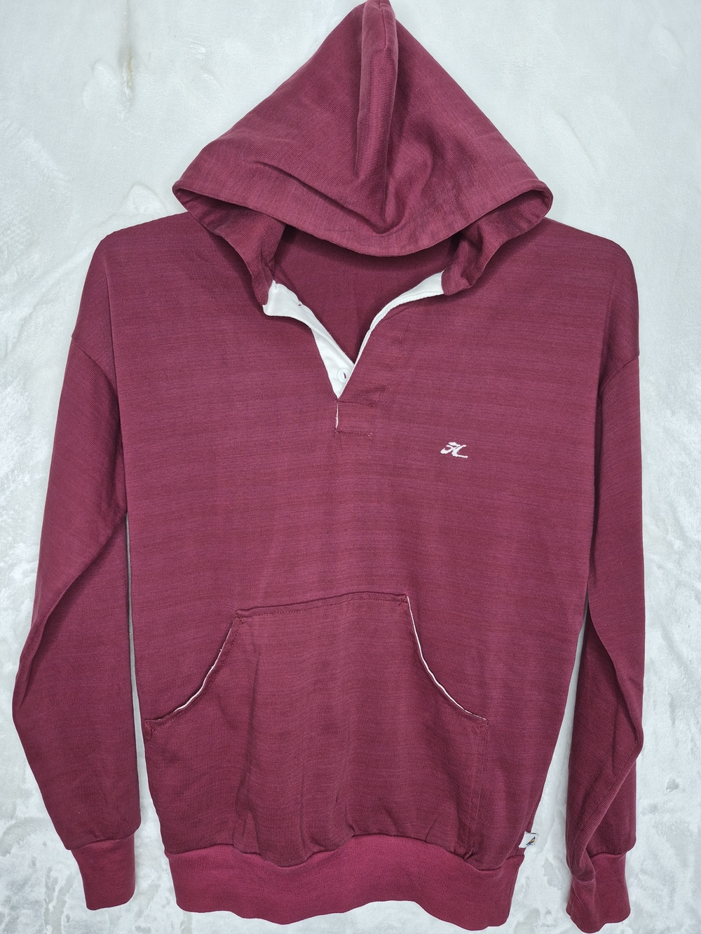 Vintage USA Hobie Surf Hooded Pullover Sweatshirt Maroon Mens M Fits Small 20x25